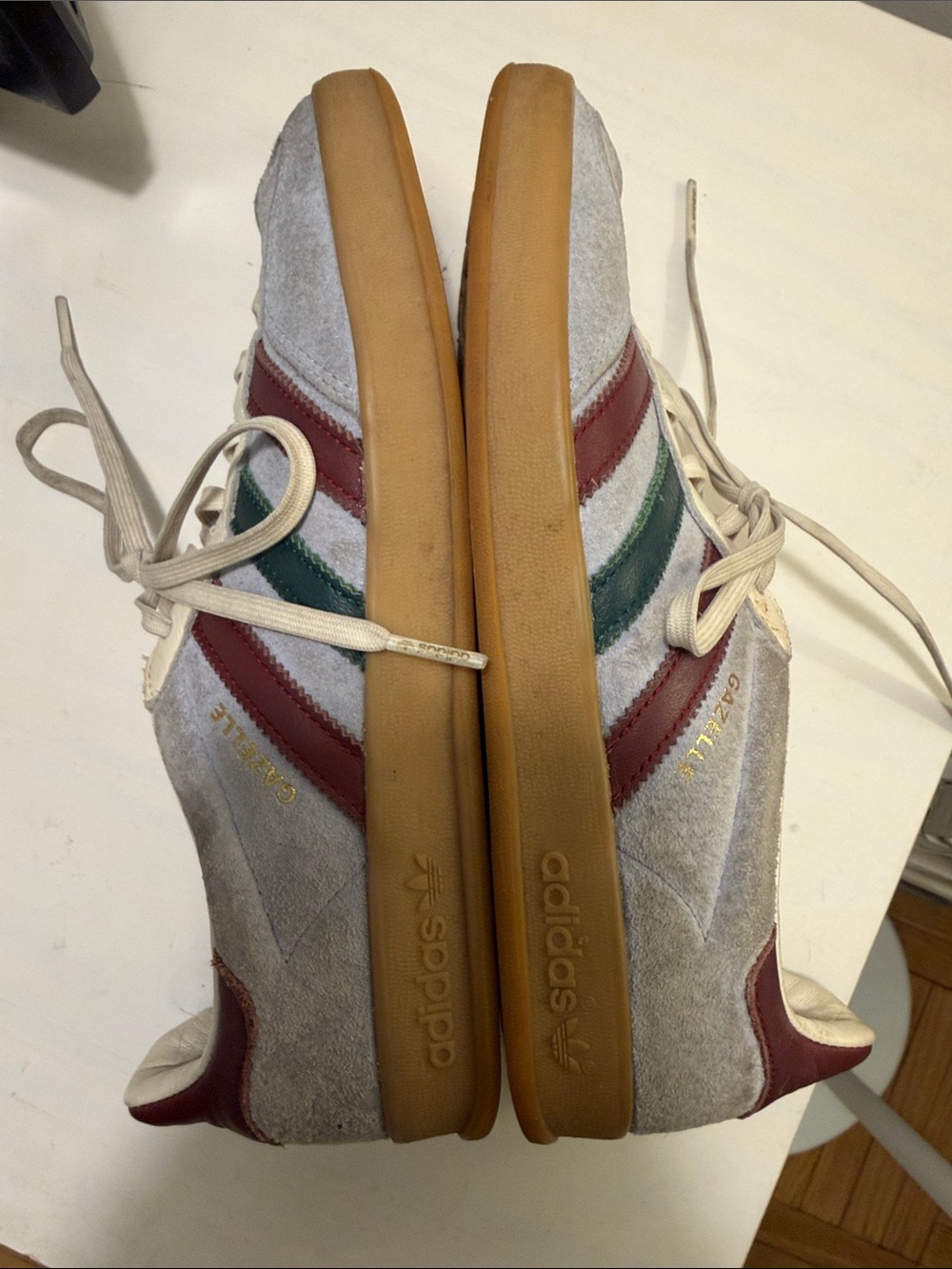 Adidas Gazelles Pale Blue with Maroon and Green Stripes - Picture 5 of 5